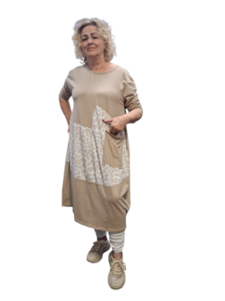 Jurk beige met print