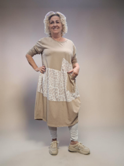 Jurk beige met print