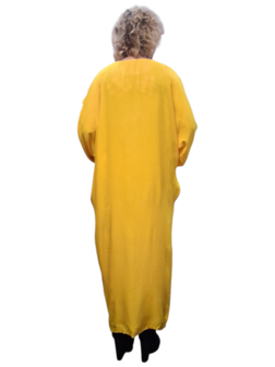 Kaftan geel met zwart print