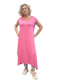 Jurk roze A-lijn met kapmouw