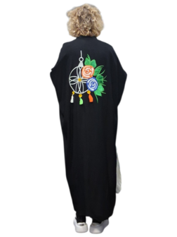 Kaftan wit met zwart met borduursel