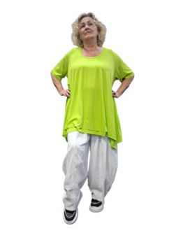 Basic shirt A-lijn Lime met deelnaden