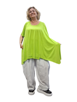 Basic shirt A-lijn Lime met deelnaden