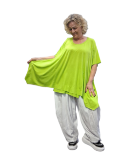 Basic shirt A-lijn Lime met deelnaden