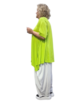 Basic shirt A-lijn Lime met deelnaden