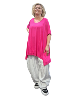 Basic-shirt-A-lijn-Fuchsia met deelnaden 