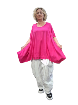 Basic-shirt-A-lijn-Fuchsia met deelnaden 