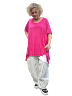 Basic-shirt-A-lijn-Fuchsia met deelnaden 