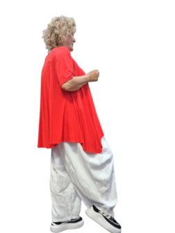Basic-shirt-A-lijn-Rood met deelnaden