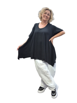 Basic-shirt-A-lijn-Zwart met deelnaden