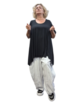 Basic-shirt-A-lijn-Zwart met deelnaden