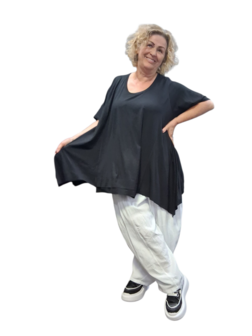 Basic-shirt-A-lijn-Zwart met deelnaden