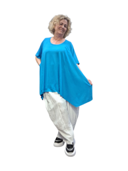 Basic shirt A-lijn Licht blauw met deelnaden