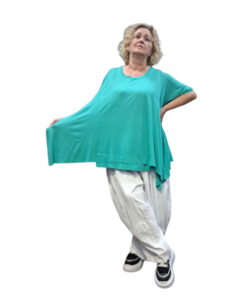 Basic-shirt-A-lijn-mintgroen met deelnaden