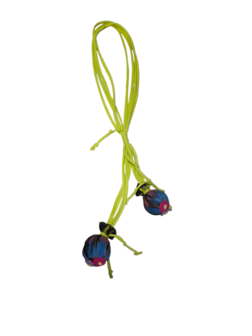 Lange fantasie ketting lime met gekleurde bolletjes