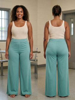 Ruim vallende broek aqua rekbare tailleband