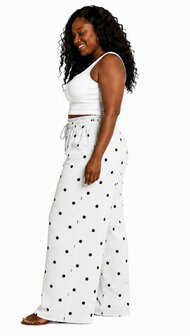 Curvy broek wit-zwart-kleine polka dot