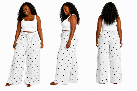 Curvy broek wit-zwart-kleine polka dot