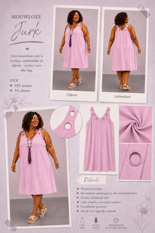 Curvy jurk roze V-hals voor en achter