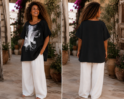 Tuniek zwart met print