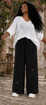 Wijde broek zwart mousseline stof