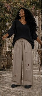 Wijde broek taupe mousseline stof