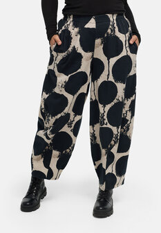Kekoo 'Oria' broek champagne-zwart stretchkatoen, ballonvorm
