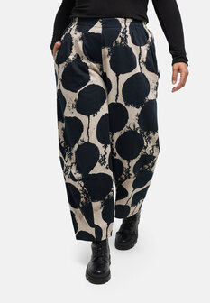 Kekoo 'Oria' broek champagne-zwart stretchkatoen, ballonvorm