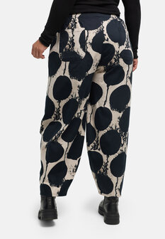 Kekoo 'Oria' broek champagne-zwart stretchkatoen, ballonvorm
