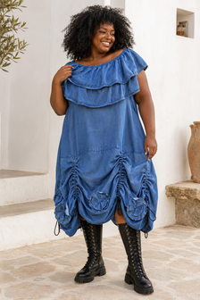 Myrjo Denim Dream &ndash; Losse Volantkraag 💙