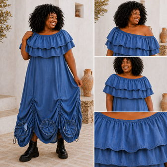 Myrjo Denim Dream &ndash; Losse Volantkraag 💙