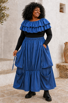 Myrjo Denim &ndash; Bijzondere Ballonrok met grote zakken💙