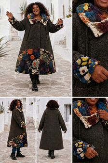 Warme-winterjas-bruin-met-ballonkraag-en-printdetails