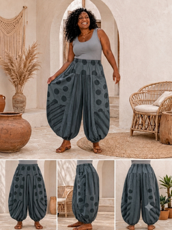 Ballonbroek Jersey grijs met Leuke Printdetails 
