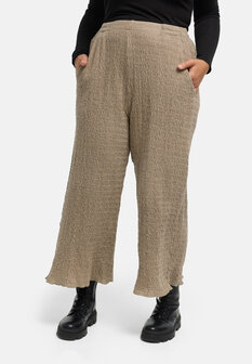 'Marella' broek &ndash; katoenmix, wijd taupe