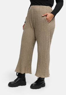 'Marella' broek &ndash; katoenmix, wijd taupe