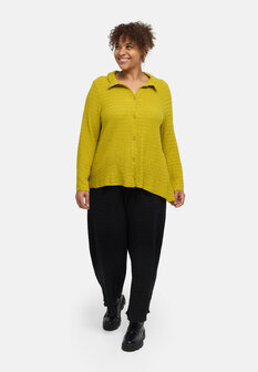 'Marella' blouse &ndash; katoenmix, structuurstof limoen