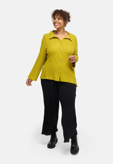 'Marella' blouse &ndash; katoenmix, structuurstof limoen