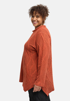 'Lova' tuniek - terracotta -  katoenstretch, structuurpatroon