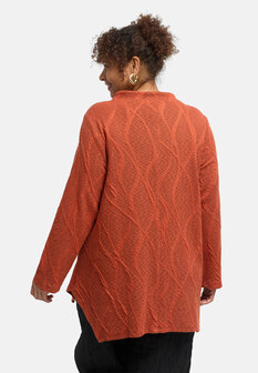 'Lova' tuniek - terracotta -  katoenstretch, structuurpatroon