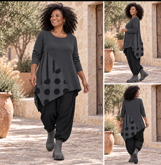 Speelse Stippen Tuniek Grijs &ndash; Stoer, Comfortabel &amp; Uniek Mousseline