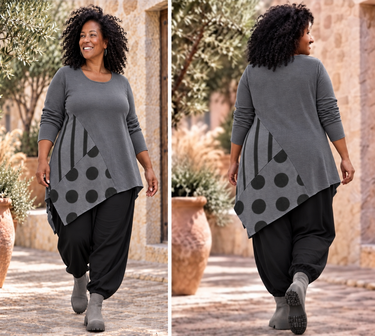 Speelse Stippen Tuniek Grijs &ndash; Stoer, Comfortabel &amp; Uniek jersey