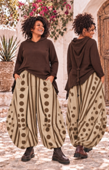 Ballonbroek Jersey Beige  met Leuke Printdetails 
