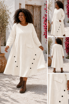 Zeer Ruime Jurk Winter White met lange mouwen