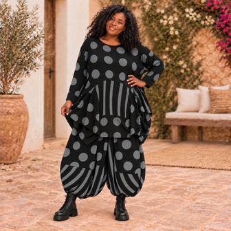 Ballonbroek Corduroy zwart  met Leuke Printdetails 