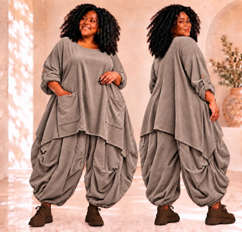 Curvy Tuniek Taupe A-lijn Tuniek met Handige Zakken &ndash; Stijlvol &amp; Comfortabel