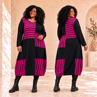 Jurk 'Sienna' - gestreepte look, Elegant en Chic Pink