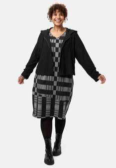 'Vera'-Jas/ Vest - effen Zwart met een Casual model en Capuchon.