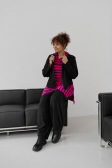 'Vera'-Jas/ Vest - effen Zwart met een Casual model en Capuchon.