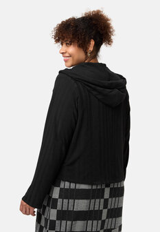 'Vera'-Jas/ Vest - effen Zwart met een Casual model en Capuchon.